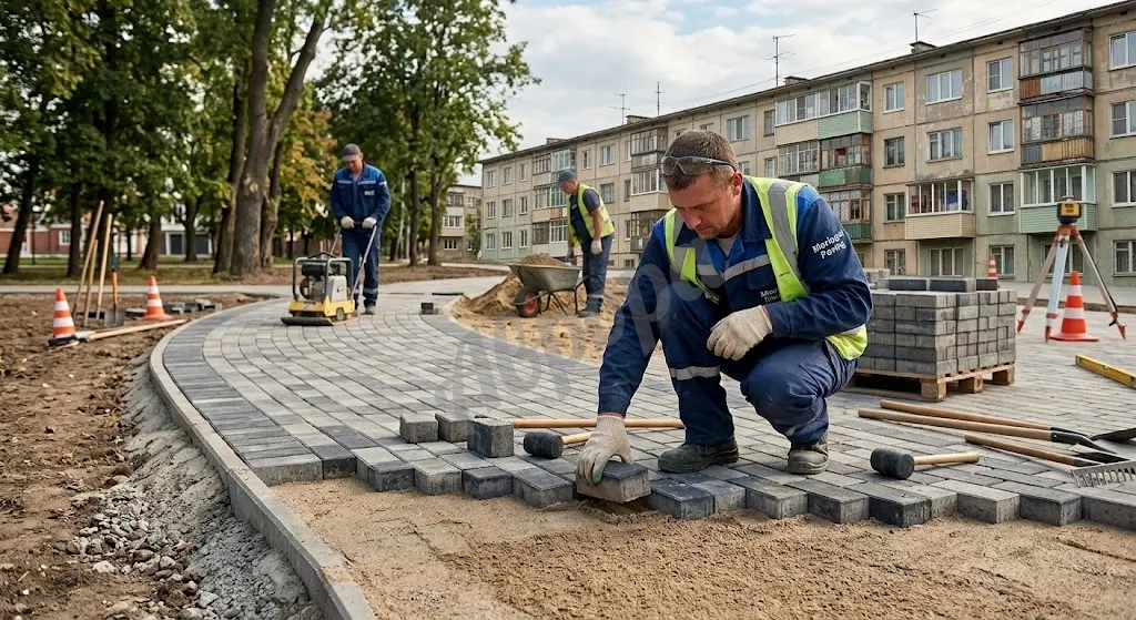 Укладка тротуарной плитки в Мариуполе