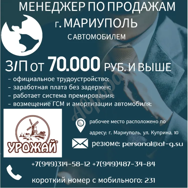 Торговый представитель с автомобилем г. Мариуполь