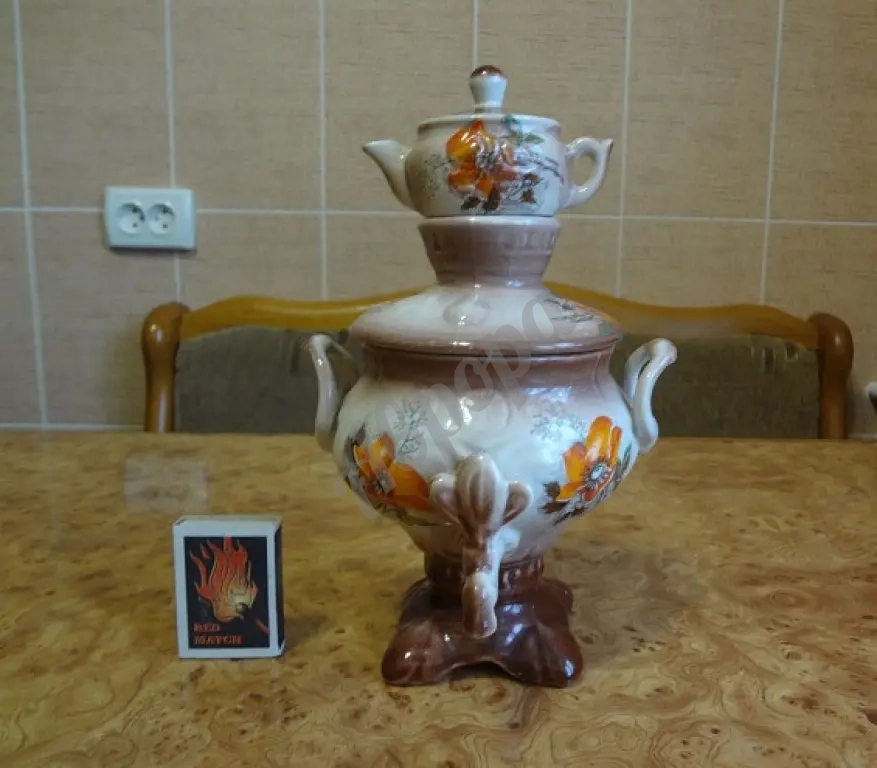 Самовар с чайником керамический декоративный